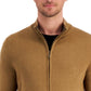 Suéter masculino Club Room Merino com zíper frontal marrom tamanho extragrande