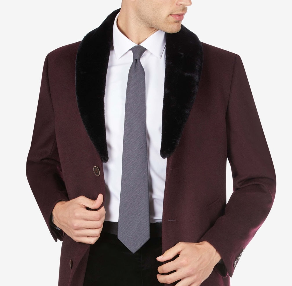 Sobretudo masculino Tallia com gola sherpa removível, vermelho, tamanho extragrande