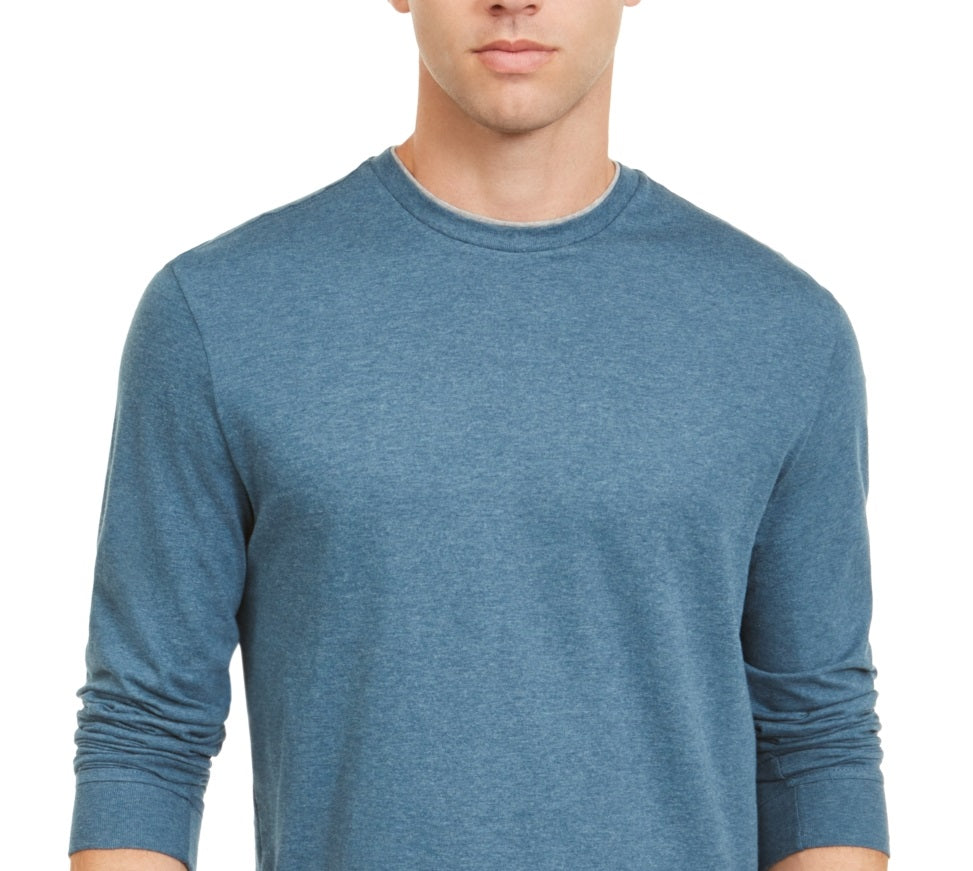 Camiseta masculina Club Room Doubler Crewneck, azul, tamanho grande