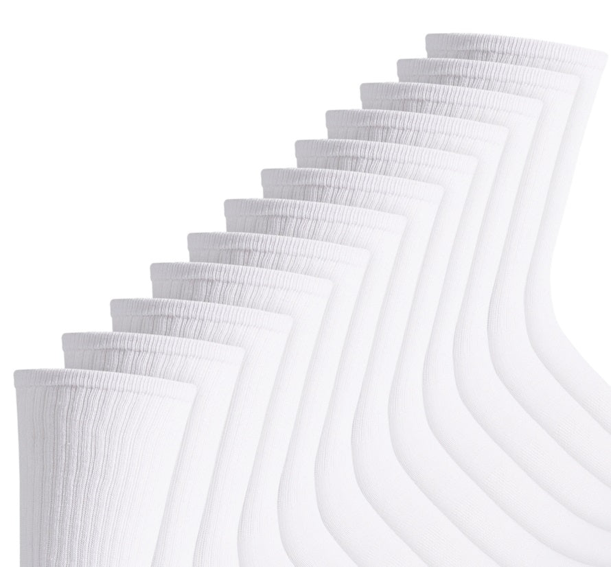 Meias de cano alto masculinas Club Room, pacote com 12 unidades, brancas, tamanho 10-13