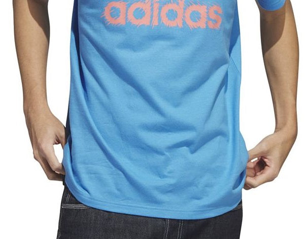 Camiseta masculina adidas com estampa de logo e manga curta, azul, tamanho GG