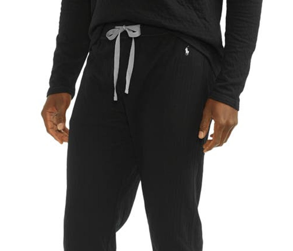 Calça de moletom reversível Ralph Lauren masculina em mistura de algodão, preta, tamanho extragrande