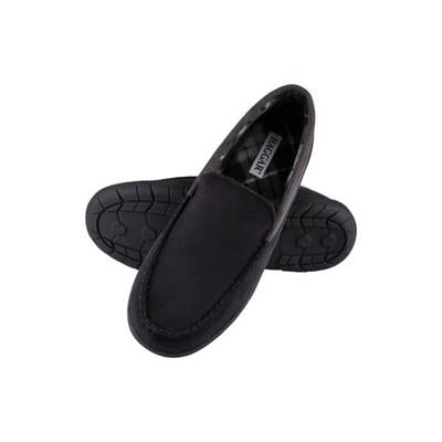 Pantufas venezianas Haggar masculinas em microsuede com forro de lã, pretas, tamanho extragrande