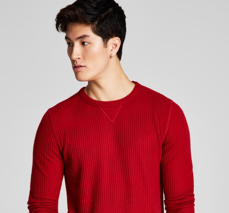 E agora esta camisa térmica masculina de malha com gola redonda vermelha tamanho X-G