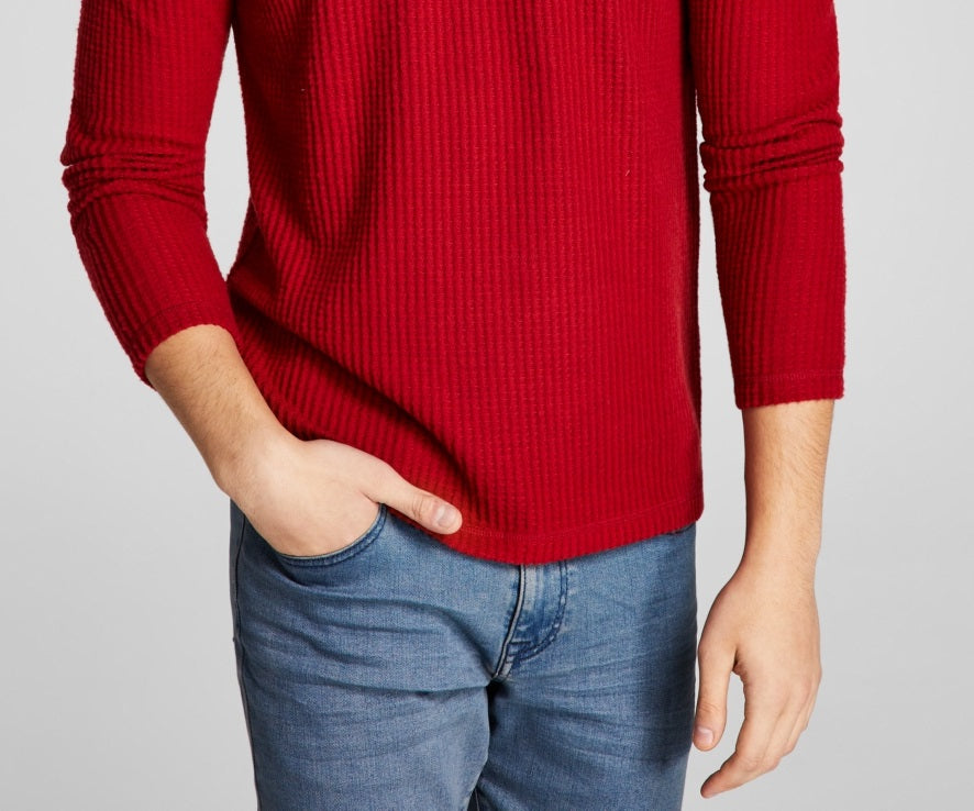 E agora esta camisa térmica masculina de malha com gola redonda vermelha tamanho X-G