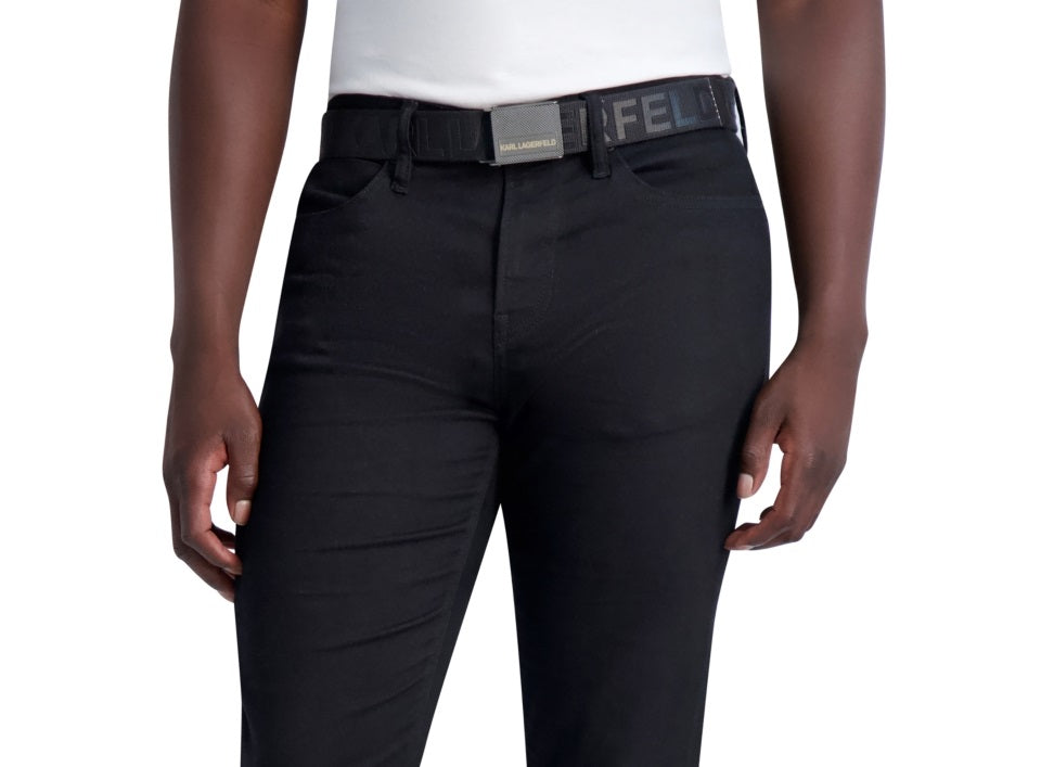 Calça skinny masculina Karl Lagerfeld Paris Slim Fit, cintura média, preta, tamanho 30