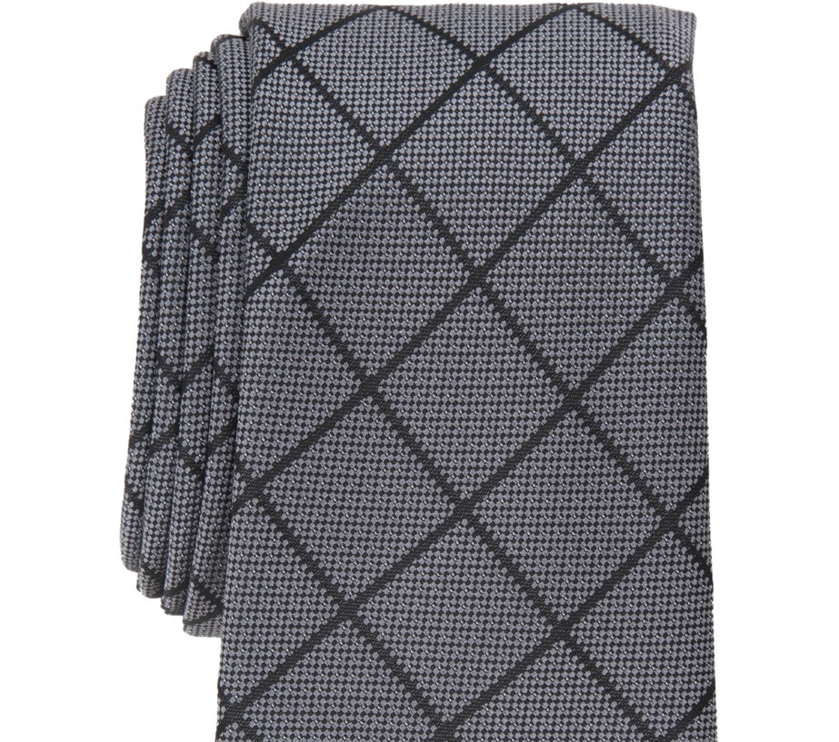 Gravata Alfani Sussex Pane Masculina Cinza Tamanho Regular