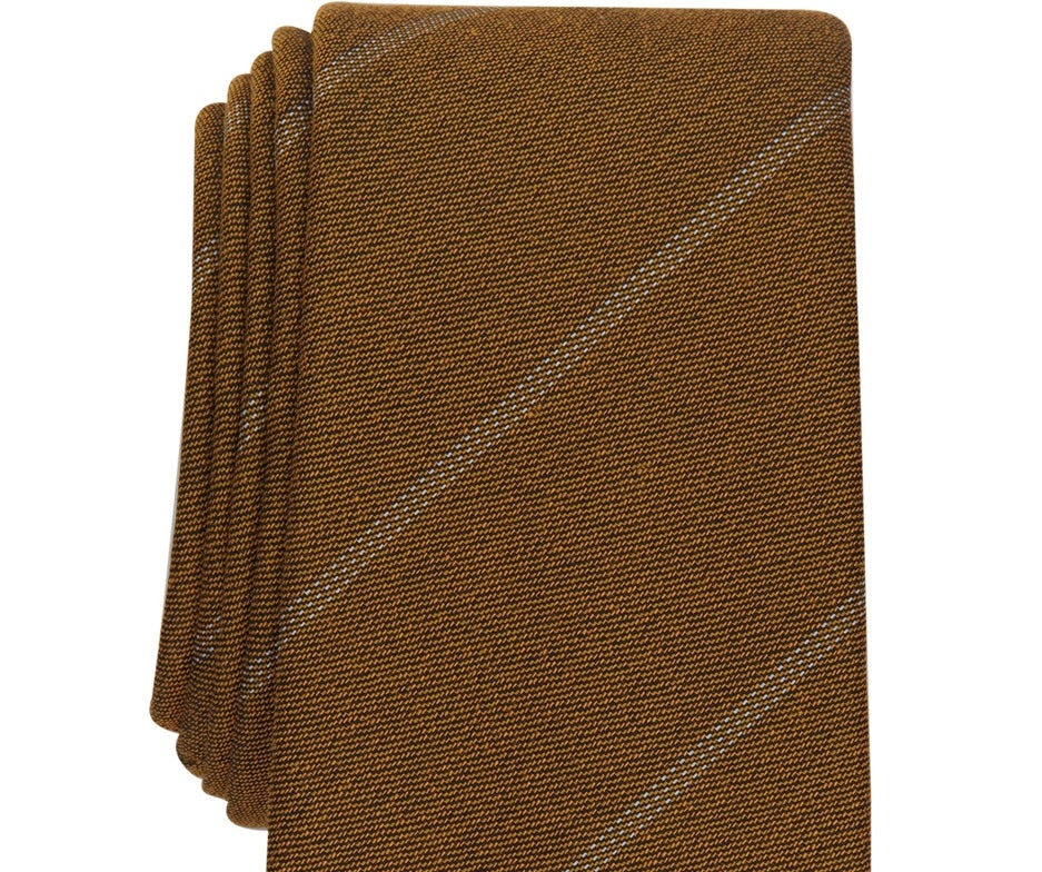 Gravata Alfani Masculina Slim Stripe Amarela Tamanho Regular