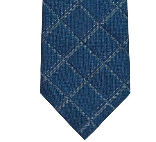 Calvin Klein Windowpane Grid Tie Masculino Azul Tamanho Regular