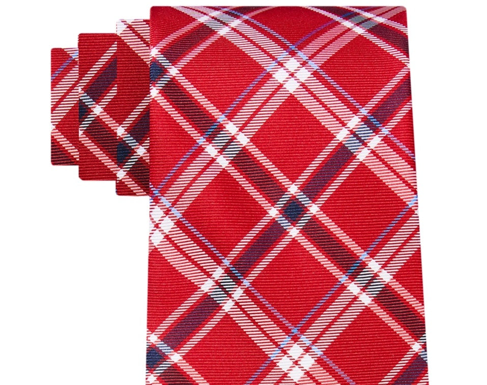 Gravata xadrez clássica Chicago masculina Tommy Hilfiger vermelha tamanho regular