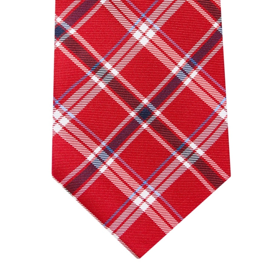 Gravata xadrez clássica Chicago masculina Tommy Hilfiger vermelha tamanho regular