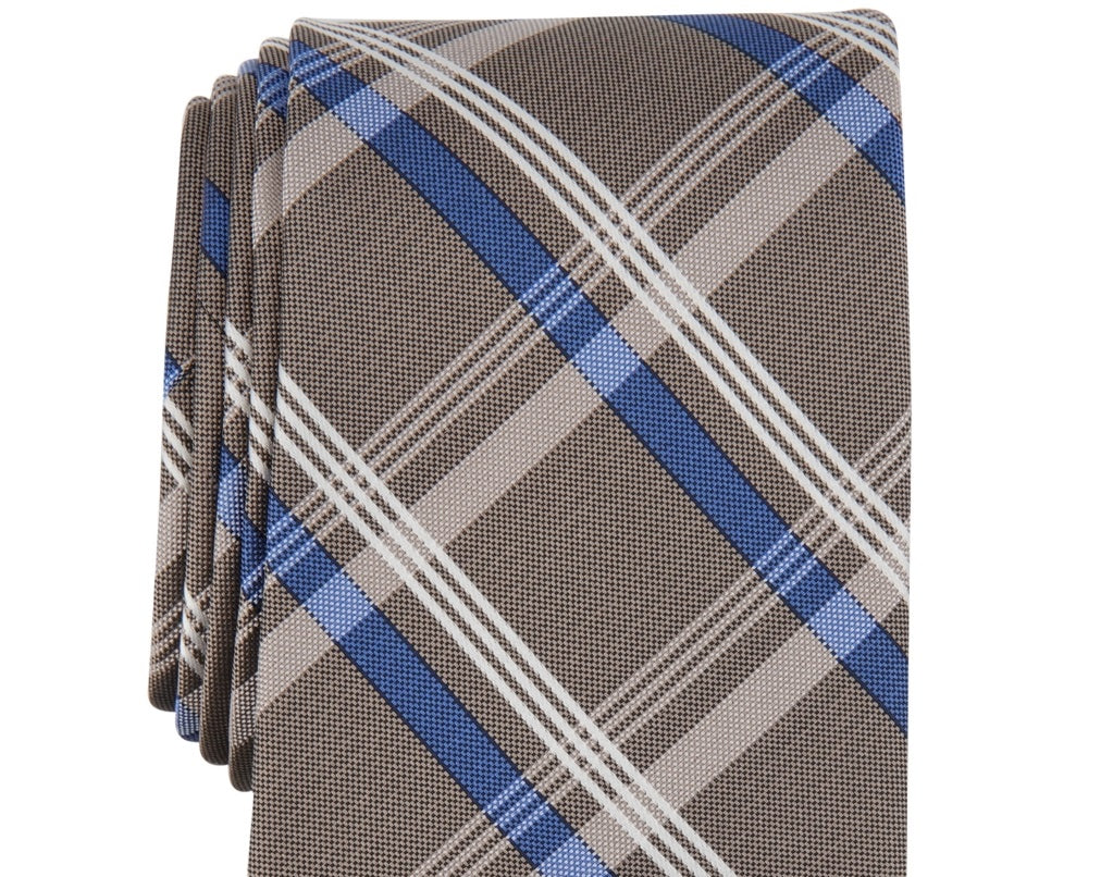 Gravata xadrez Sadies masculina Michael Kors marrom tamanho regular