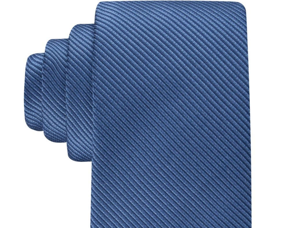 Calvin Klein Men's Shiny Mini Stripe Solid Tie Azul Tamanho Regular