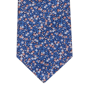 Gravata de seda floral botânica masculina Tommy Hilfiger Kai, azul, tamanho regular