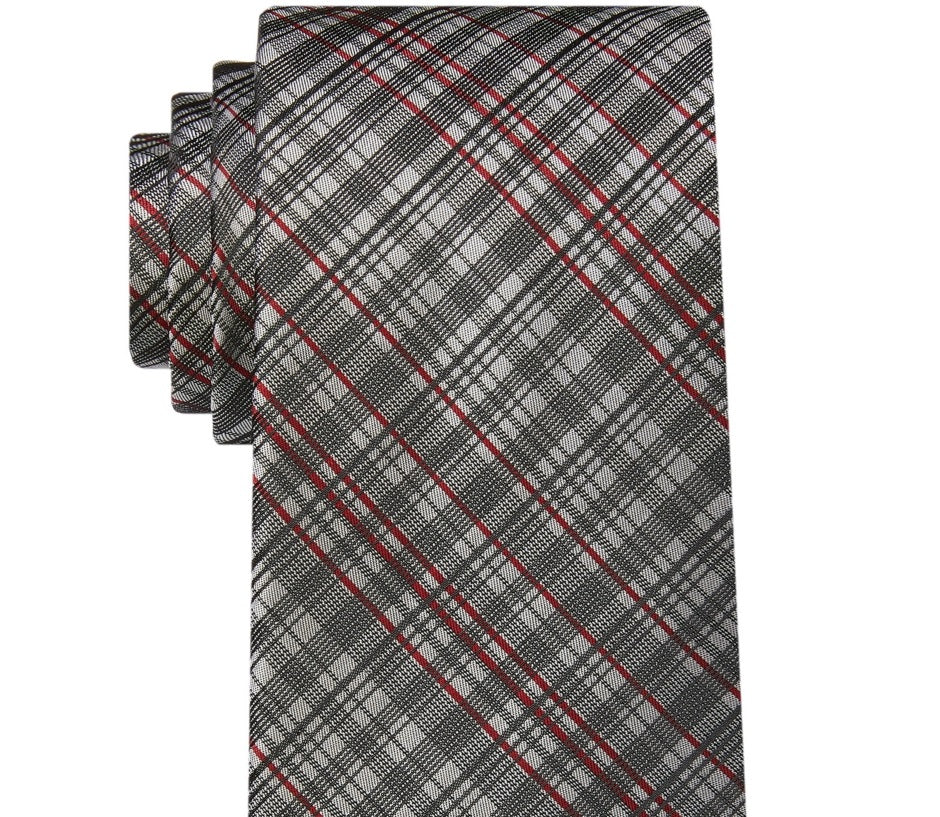 Gravata Calvin Klein Slim Fancy Check Masculina Verde Tamanho Regular