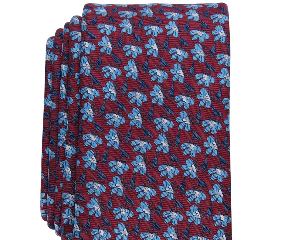 Gravata fina masculina Bar III Monaco vermelha tamanho regular