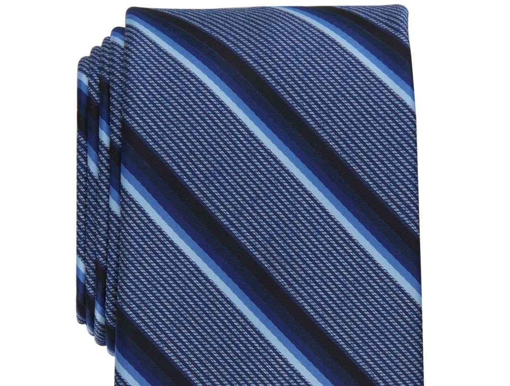 Gravata Abbott Stripe Azul Regular Masculina Perry Ellis