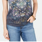 Camiseta feminina com bainha de lenço e detalhes embelezados, tamanho pequeno, cinza, estilo &amp; co