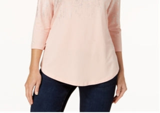 Camiseta estampada feminina JM Collection bege tamanho X-Large