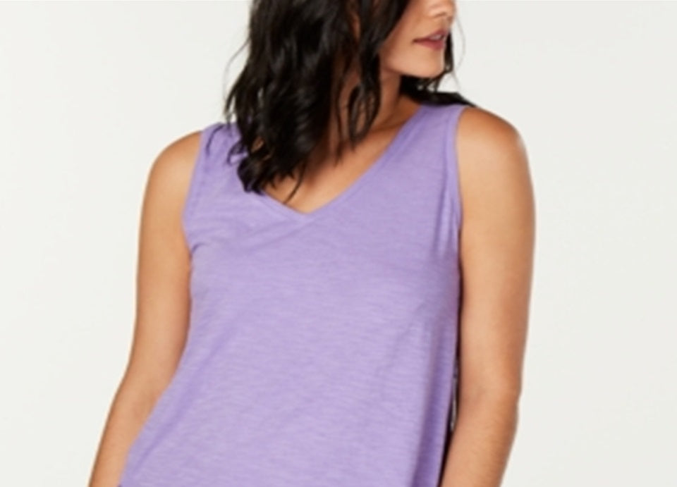 Regata feminina com estampa floral e ilhós estilo &amp; co, roxa, tamanho médio