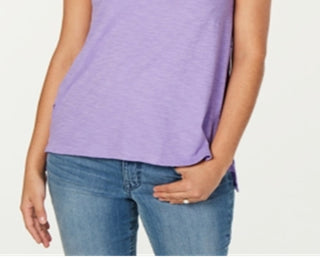 Regata feminina com estampa floral e ilhós estilo &amp; co, roxa, tamanho médio