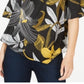 Blusa feminina Thalia Sodi estampada com ombros descobertos, preta, tamanho médio