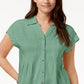Blusa plissada com mangas e punhos Style &amp; Co feminina, verde, tamanho grande