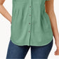 Blusa plissada com mangas e punhos Style &amp; Co feminina, verde, tamanho grande