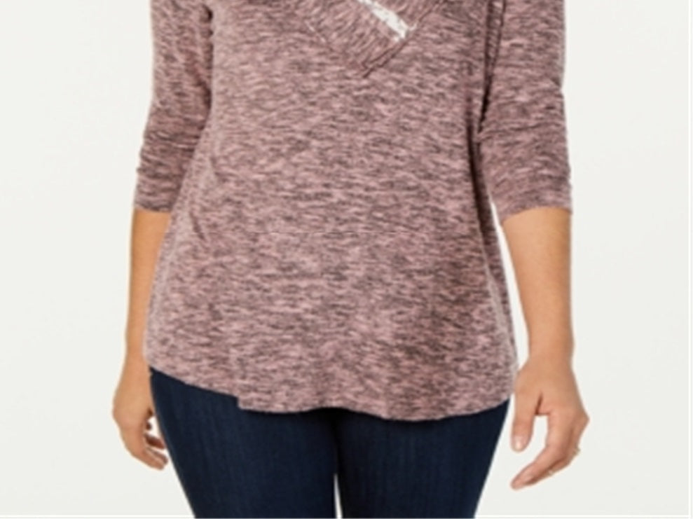 Blusa feminina com decote drapeado, tamanho X-G, vermelha, estilo &amp; co
