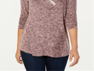 Blusa feminina com decote drapeado, tamanho X-G, vermelha, estilo &amp; co