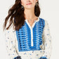 Blusa térmica feminina estilo &amp; co com decote canoa, azul, tamanho extragrande