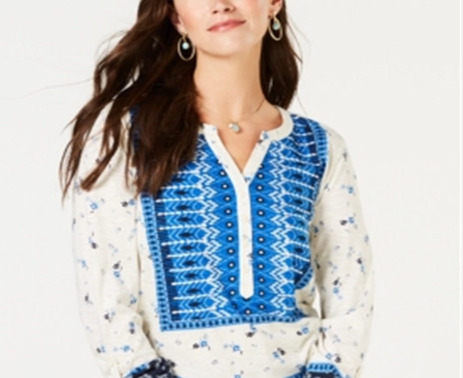 Blusa térmica feminina estilo &amp; co com decote canoa, azul, tamanho extragrande