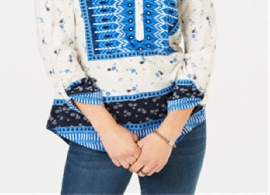 Blusa térmica feminina estilo &amp; co com decote canoa, azul, tamanho extragrande