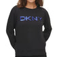 Moletom DKNY Patch-Sequin Logo Preto/Azul Tamanho XXS