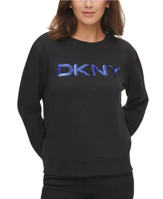Moletom DKNY Patch-Sequin Logo Preto/Azul Tamanho XXS