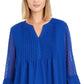 Charter Club Blusa feminina texturizada com babados duplos, azul, tamanho X-S