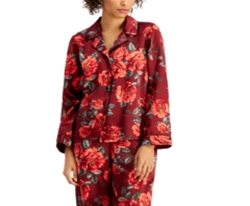 Conjunto de pijama de cetim feminino e faixa de cabeça INC International Concepts, 3 peças, vermelho, tamanho grande