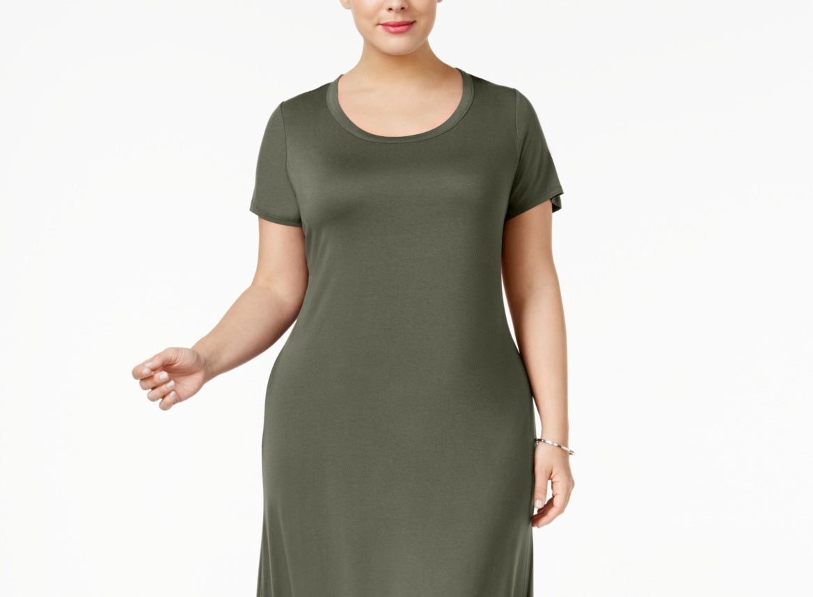Camiseta feminina estilo &amp; co, vestido longo verde, tamanho 1X