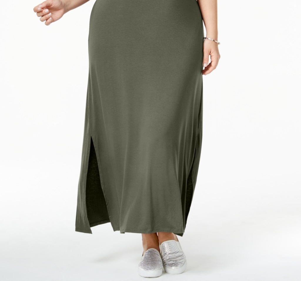 Camiseta feminina estilo &amp; co, vestido longo verde, tamanho 1X