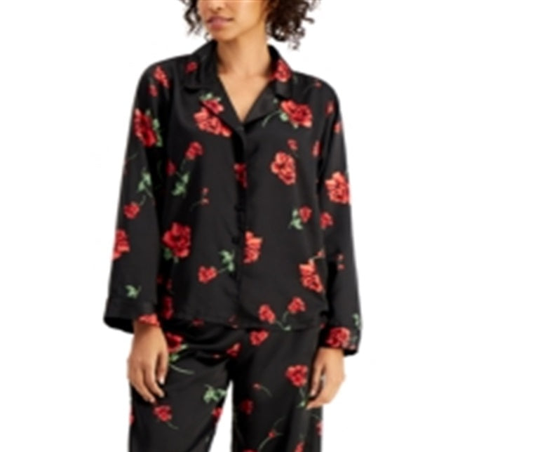 Conjunto de pijama e faixa de cabeça femininos de cetim INC International Concepts, 3 peças, preto, tamanho grande
