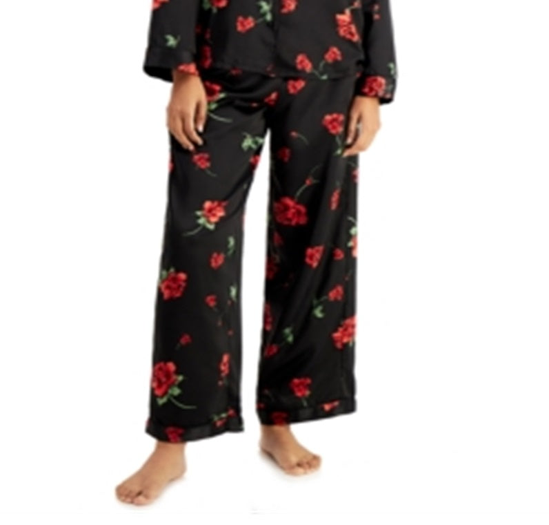 Conjunto de pijama e faixa de cabeça femininos de cetim INC International Concepts, 3 peças, preto, tamanho grande