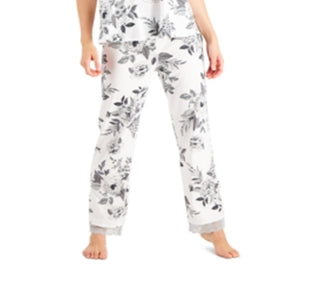 Conjunto de pijama feminino com estampa de renda Charter Club, tamanho X-G, branco