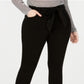 Calça jeans skinny feminina com amarração na cintura e rosa da Celebrity, tamanho 22W, preta