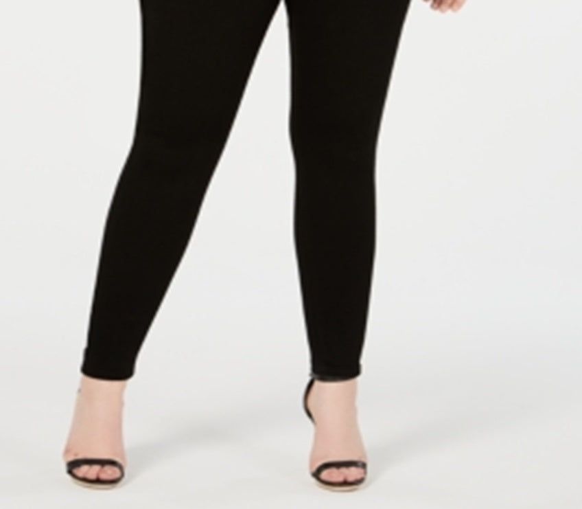 Calça jeans skinny feminina com amarração na cintura e rosa da Celebrity, tamanho 22W, preta