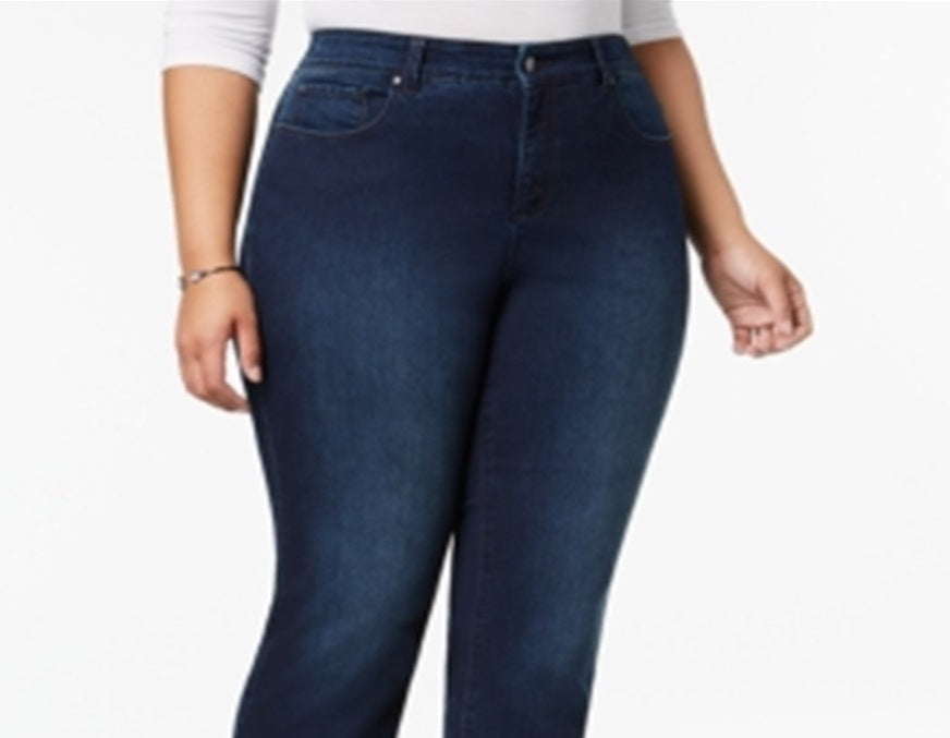 Calça jeans feminina Charter Club Lexington Tummy Control com perna reta, azul, tamanho 14W