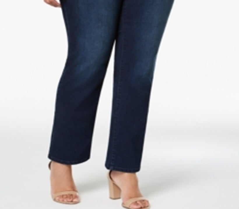 Calça jeans feminina Charter Club Lexington Tummy Control com perna reta, azul, tamanho 14W