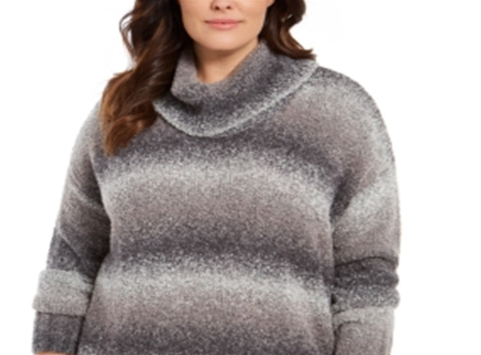 Suéter feminino com decote careca e estampa de ombré, estilo &amp; co, preto, tamanho 0X