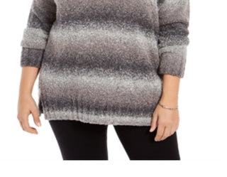 Suéter feminino com decote careca e estampa de ombré, estilo &amp; co, preto, tamanho 0X