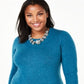 Suéter de cashmere com gola redonda feminino Charter Club, azul, tamanho 3X