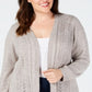 Karen Scott Cardigan Pointelle Aberto Frente Feminino Bege Tamanho 4X